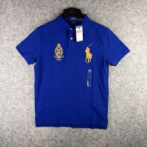 NWT Polo Ralph Lauren Gold Crested Big Pony Size M Blue Custom Slim Fit